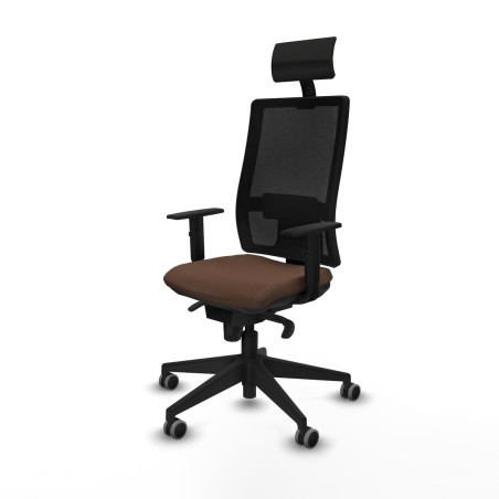 Sedia Ufficio con Poggiatesta Piqueras y Crespo 1D066G1 Marrone scuro