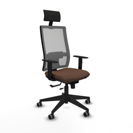 Sedia Ufficio con Poggiatesta Piqueras y Crespo 1D066G1 Marrone scuro