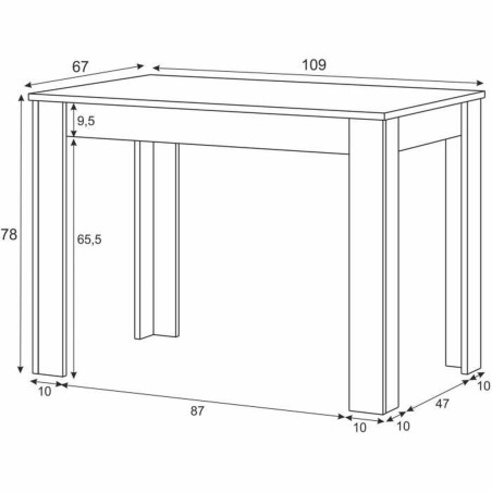 Dining Table LILIAN White Brown Wood 109 x 67 x 78 cm