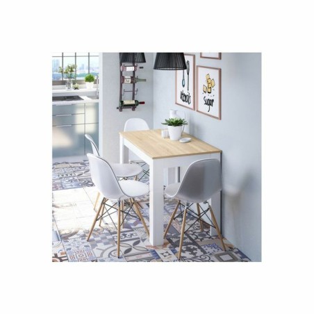 Dining Table LILIAN White Brown Wood 109 x 67 x 78 cm