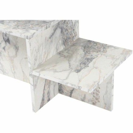 Tavolino da Caffè Harmony Bianco Grigio 80 x 40 x 40 cm Marmo 2