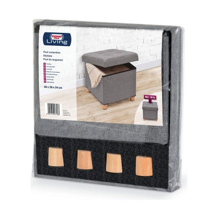 Pouffe Domopak Living Grey 38 x 38 x 34 cm Polyester 2