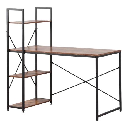Bureau met plank EDM 75196 Zwart Hout Metaal 121 x 120 x 64 cm