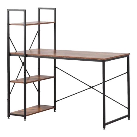 Mesa de Escritorio con Estantería EDM 75196 Negro Madera Metal 121 x