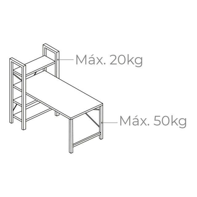 Schreibtisch mit Regal EDM 75196 Schwarz Holz Metall 121 x 120 x 64 cm