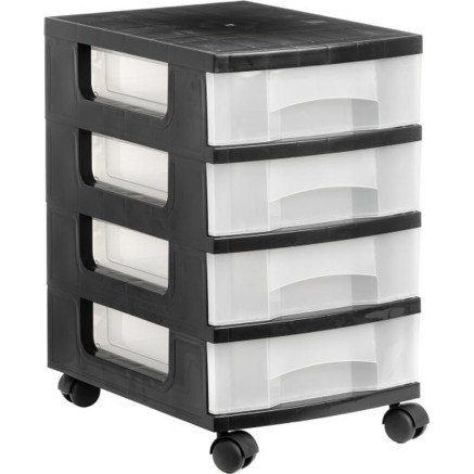 Chest of drawers Archivo 2000 With wheels Transparent Black polypropyl