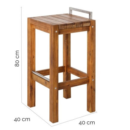Kruk Norah Hout Roestvrij staal Acacia 40 x 40 x 80 cm Grijs 2