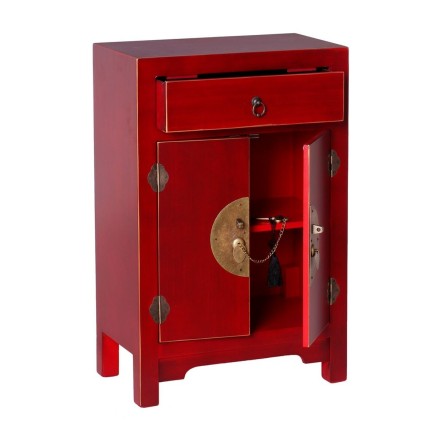Nachtkastje ORIENTE Rood Ijzer Hout MDF 45 x 26 x 69 cm