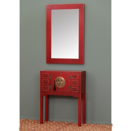 Nachttisch ORIENTE Rot Eisen Holz MDF 45 x 26 x 69 cm 2