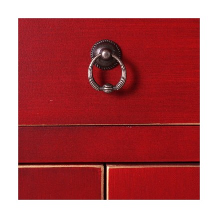 Buffet ORIENTE Rouge Doré Bois Fer Bois MDF 63 x 33 x 131 cm 2
