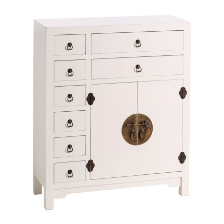Buffet ORIENTE Blanc Doré Bois Fer Bois MDF 73 x 26 x 90 cm
