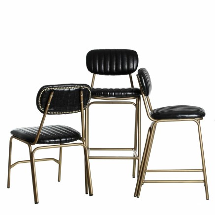 Kruk 42 x 49 x 88 cm Zwart Gouden Metaal Polyurethaan 2