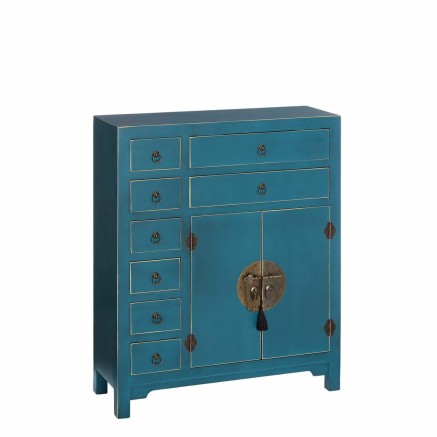 Anrichte ORIENTE Blau Gold Eisen Holz MDF 73 x 26 x 90 cm