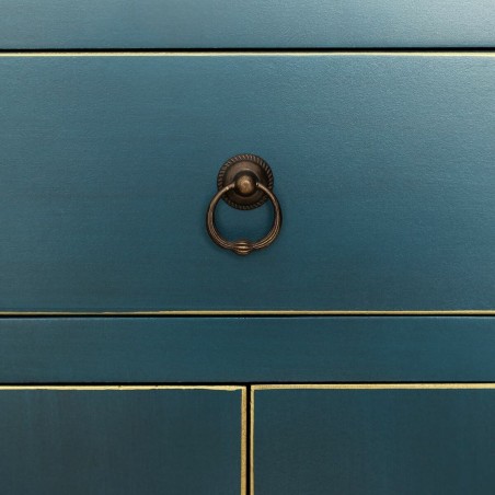 Aparador ORIENTE Azul Dorado Hierro Madera MDF 73 x 26 x 90 cm