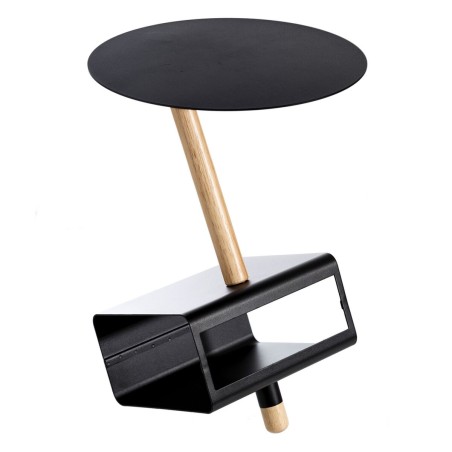 Tavolo aggiuntivo 36 x 36 x 48,6 cm Naturale Nero Metallo Legno