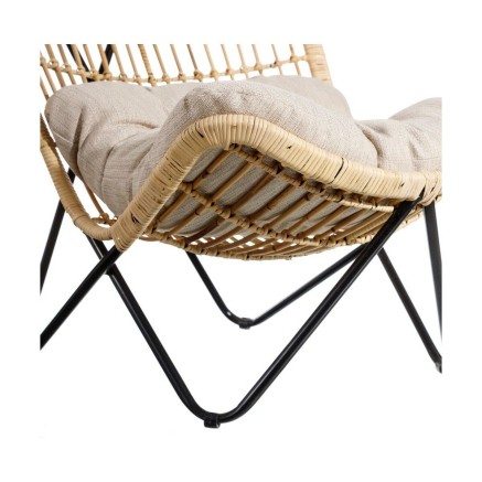 Fauteuil 76 x 76 x 87 cm Naturel Noir Fibre naturelle 2