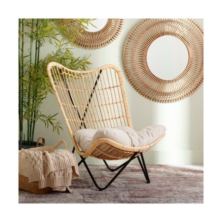 Poltrona 76 x 76 x 87 cm Naturale Nero Fibra naturale