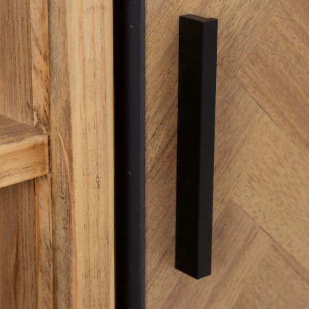 Anrichte SPIKE Schwarz natürlich Holz Metall Eschenholz Holz MDF 90 x