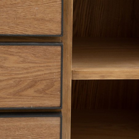 Aparador SPIKE Negro Natural Madera Metal Madera de fresno Madera MDF