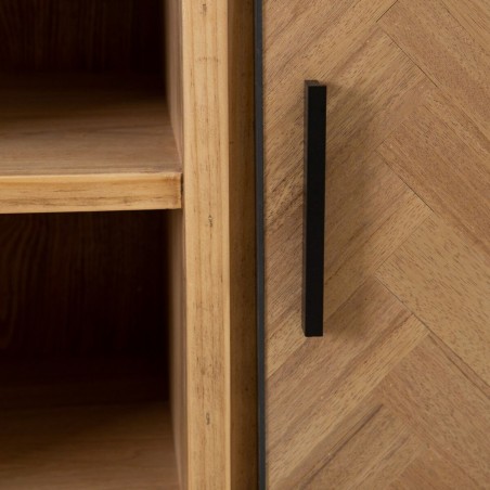 Aparador SPIKE Negro Natural Madera Metal Madera de fresno Madera MDF