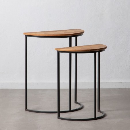 Mesa auxiliar Marrón Negro Metal Hierro Madera MDF 62,5 x 62,5 x 73 c