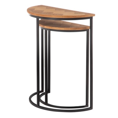 Table d'appoint Marron Noir Métal Fer Bois MDF 62,5 x 62,5 x 73 cm 62
