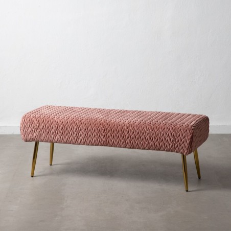 Panca 111 x 44 x 41,5 cm Tessuto Sintetico Rosa Metallo