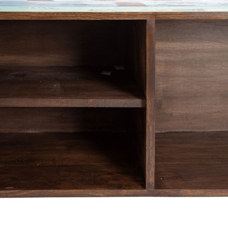 Aparador Azul Marrón Madera Metal Hierro madera de mindi 120 x 40 x 8