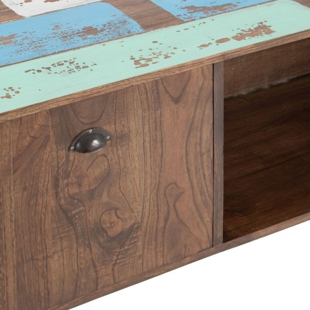 Aparador Azul Marrón Madera Metal Hierro madera de mindi 120 x 40 x 8