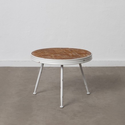 Table Basse Blanc Naturel 60 x 60 x 45 cm 2