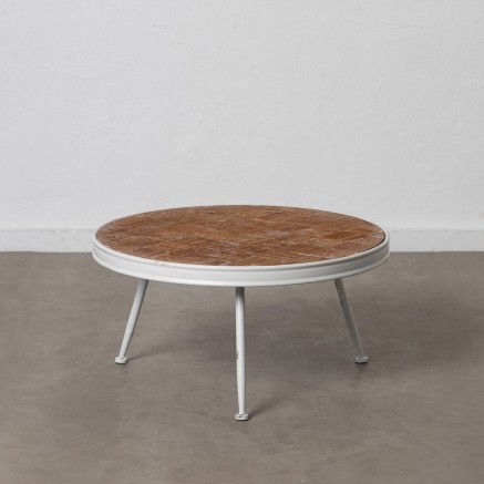 Table Basse Blanc Naturel 74,5 x 74,5 x 38 cm 2
