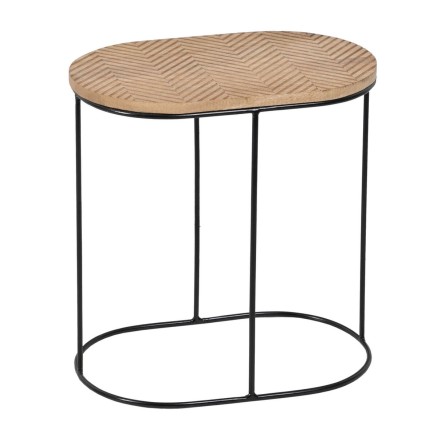 Tavolo aggiuntivo 60 x 39,5 x 60 cm Naturale Nero Metallo Legno (2 Uni