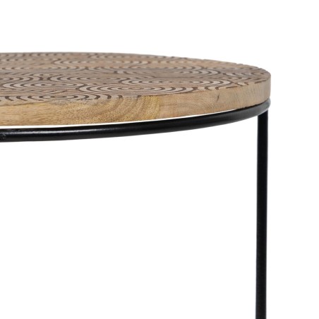 Mesa auxiliar 60 x 39,5 x 60 cm Natural Negro Metal Madera (2 Unidades