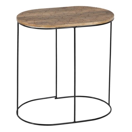 Bijzettafel 60 x 39,5 x 60 cm Natuurlijk Zwart Metaal Hout (2 Stuks)