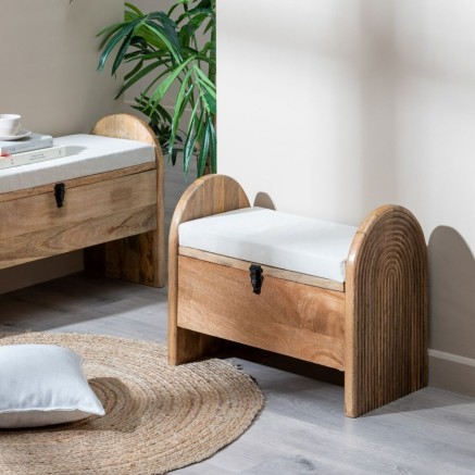 Baúl 100 x 35 x 56 cm Tejido Sintético Madera 2