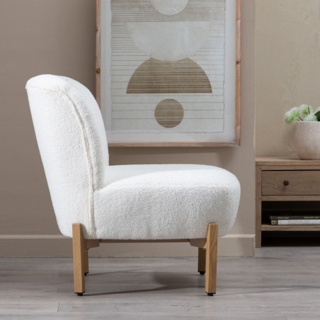 Poltrona 62 x 75 x 74 cm Tessuto Sintetico Metallo Bianco