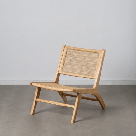 Leunstoel Natuurlijk Hout Rotan 60,5 x 73,5 x 72,5 cm
