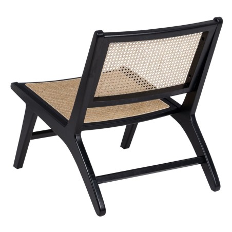 Poltrona Nero Naturale Legno Rattan Legno d'albero della gomma 60,5 x