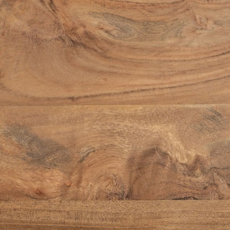 Jeu de 2 tables Noir Naturel Métal Fer Bois d'acacia 70 x 70 x 40 cm