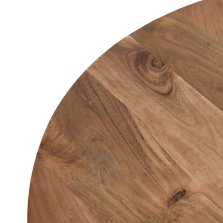 Jeu de 2 tables Noir Naturel Métal Fer Bois d'acacia 70 x 70 x 40 cm