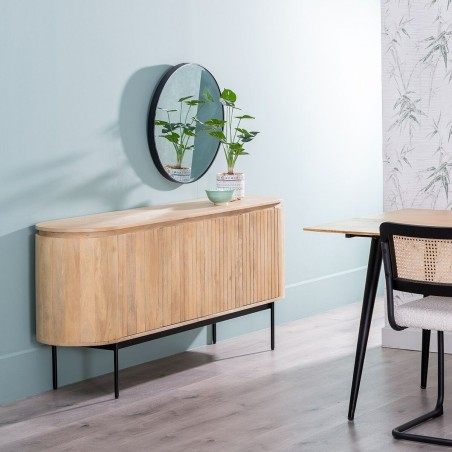 Dressoir MONTMARTRE Zwart Natuurlijk Hout Ijzer Hout en metaal Mangoho