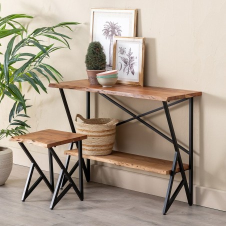 Möbel-Set-Set Schwarz natürlich 107 x 36 x 77 cm