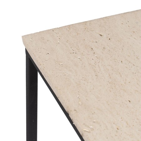 Bijzettafel 45 x 35 x 63,5 cm Bruin Crème Marmer Ijzer (2 Stuks)