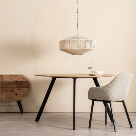 Dining Table 130 x 130 x 77 cm Natural Black Wood Iron 2