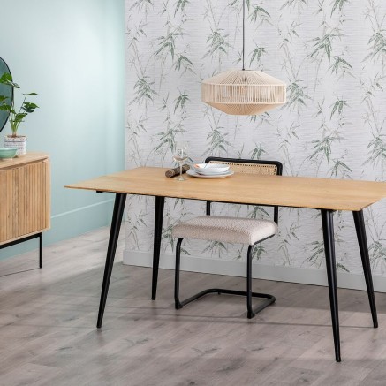 Tavolo da Pranzo Naturale Nero Legno Ferro 160 x 90 x 77 cm 2