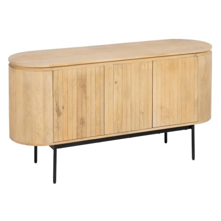 Dressoir MONTMARTRE Zwart Natuurlijk Ijzer Mangohout 140 x 40 x 75 cm