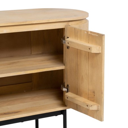 Dressoir MONTMARTRE Zwart Natuurlijk Ijzer Mangohout 140 x 40 x 75 cm