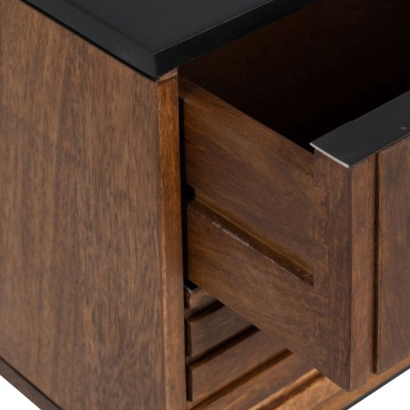 Comodino ABNER Marrone Nero Ferro Legno di mango 40 x 40 x 50 cm