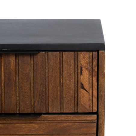 Comodino ABNER Marrone Nero Ferro Legno di mango 40 x 40 x 50 cm