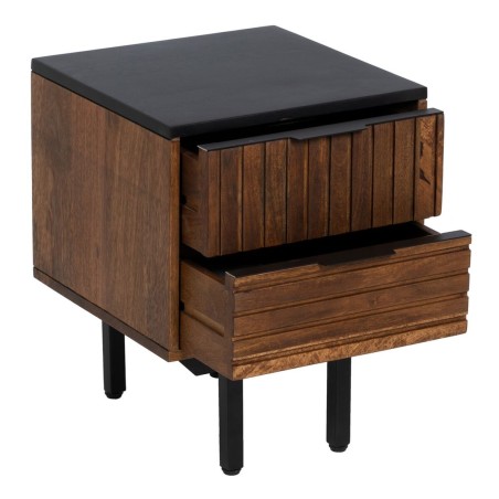 Comodino ABNER Marrone Nero Ferro Legno di mango 40 x 40 x 50 cm
